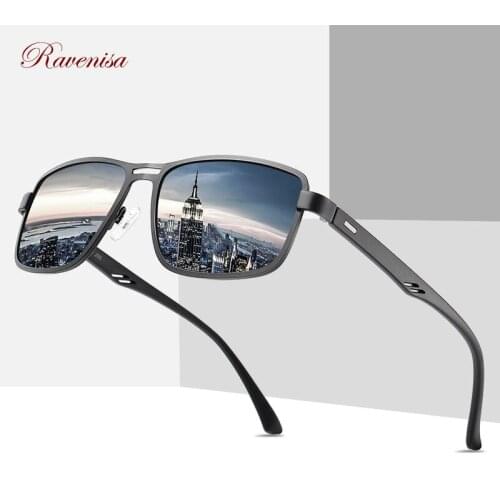 Ravenisa 2020 New Fashion Sunglasses Men Polarized Square Metal Frame Male Sun Glasses Driving Fishing Eyewear zonnebril heren