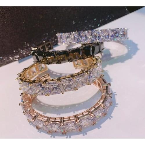 The Brazil fashion style big square Zircon stone cuff bracelet bangle copper party jewelry