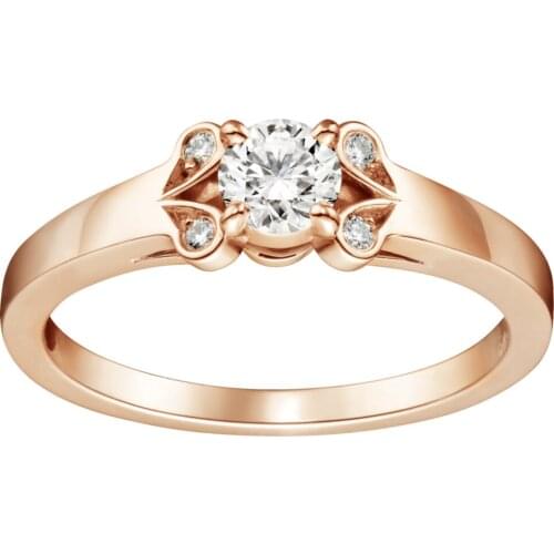 18K Au750 Rose Gold Ring Women Wedding Anniversary Engagement Party Ring Round Moissanite Diamond Elegant Romantic Trendy Cute