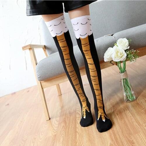 1Pair 4 Styles Fashion Creative Women Chicken Socks With Chicken Print Toe Women 3D Cartoon Thigh Chicken Toe Feet Socks