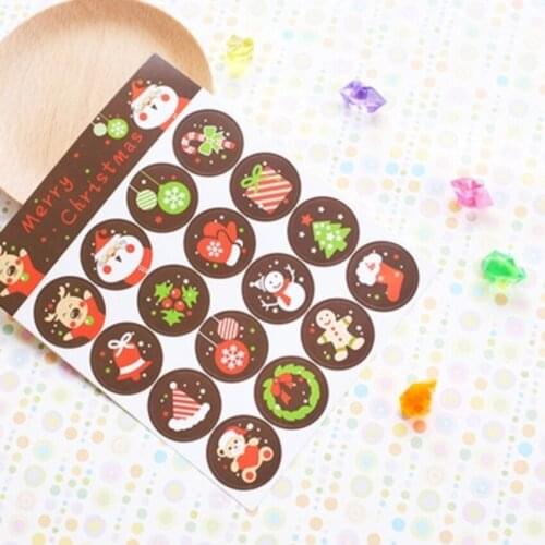 10Sheet Christmas Theme Sealing Label Stickers DIY Gift Baking Packaging Envelope Sealing Cookie Snack Packaging Cartoon Sticker
