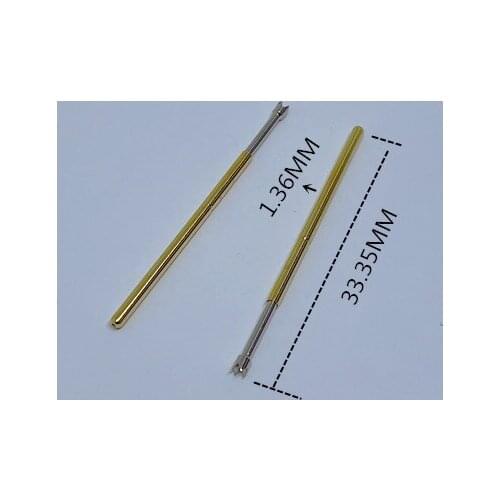 100pcs Metal Brass Nickel-Plated Compression Test Pin P100-Q2 Diameter 1.36mm Electronic Household Universal Probe
