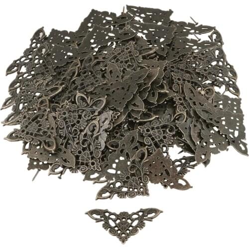 100x BQLZR 34X34MM Bronze Furniture Decorative Edge Cover Vintage Decor Box Corner Protector