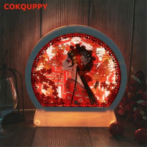 3D Creative Paper Carving Lights LED Stack Shadow Lights Chinese Style Gifts Bedroom Bedside Night Lights