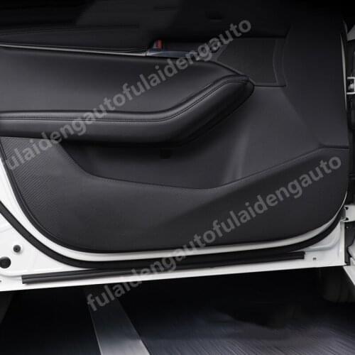 4pcs New Carbon fiber leather Door Anti Kick Pad Protective Trim cover For Mazda 3 Axela 2019-2020 Car Accessories