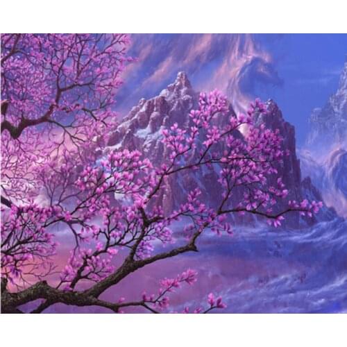 5D Diy Diamond Painting Flower Cross Stitch Square Diamond Rhinestone Pictures of Crystals Embroidery Patchwork Sakura