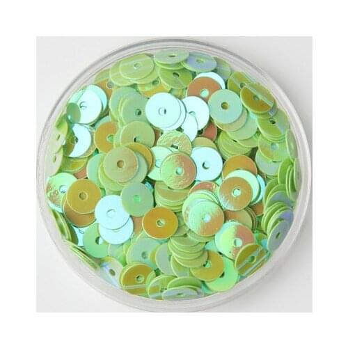 60g/lot 6mm Flat Round Sequins For Craft Bolsa Children, Wedding DIY Garment Accessories Light Green AB Confetti
