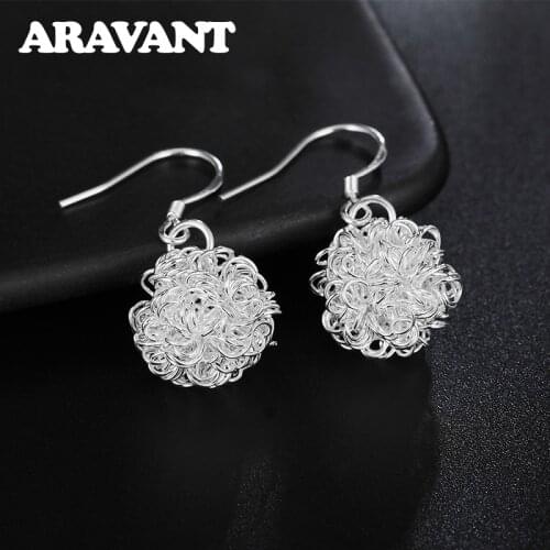 Silver 925 Jewelry Earring Women Fashion Tennis Balls Drop Earrings
