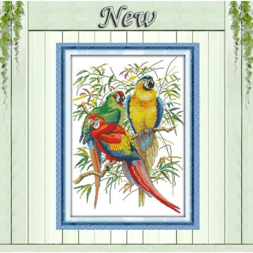 Scarlet macaw,Colorful parrots Home Decor,pattern print on canvas DMC 11CT 14CT Cross Stitch kits,needlework Sets DIY embroidery
