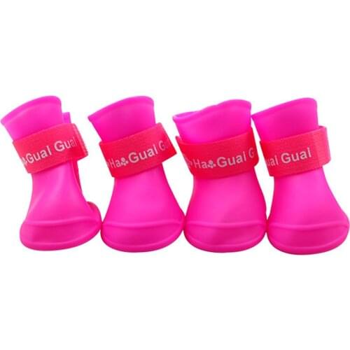 4pcs/lot S/M/L Pet Dog Rain Shoes For Dogs Booties Rubber Portable Anti Slip Waterproof Pet Dog Cat Rain Shoes Random Color