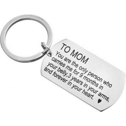 QIAMNI Charms Key Chain Mom You Are The Only Person Keychain Lovers Letter Keyring Stainless Steel Pendant Mother Day Gift