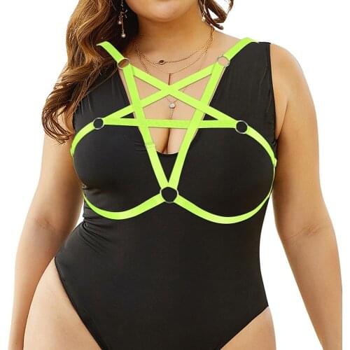Pentagram Harness Bra Goth Accessories Plus Size Lingerie Busty Womens Underwear Tops Rave Outfit Sword Belt Festival Clothing