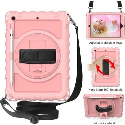 360 Rotation Case for iPad 7th 8th 10.2inch With Pencil Holder Hand Strap Cover For New ipad 10.2 2020 3 Layer Tablet Shell