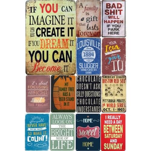 If You Can Imagine It You Can Create It Vintage Tin Sign Sweet Home Your I Can Is More Important Than Your IQ Bar Home Decor