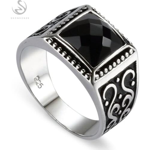 Eulonvan Big Engagement Wedding black 925 Sterling Silver rings For men Anel Jewelry Accesories S-3809 size 6 7 8 9 10 11 12 13