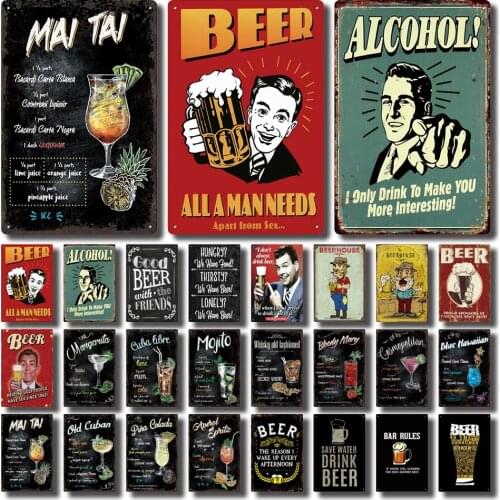 [ Kelly66 ] Drink Good Beer Mojito Cocktail Alcohol Tin Poster Metal Sign Home Decor Bar Wall Art Painting 20*30 CM Size LAT-17