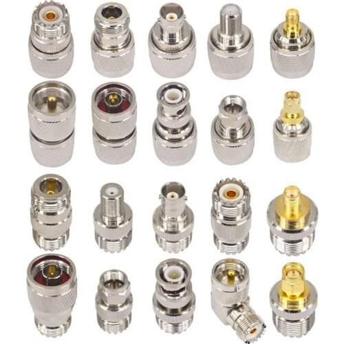 20PCS RF Coaxial Connector Kit UHF SO239 PL259 Adapter Set UHF to SMA/BNC/N/UHF/F Adapter Coax Adapter for CB Antenna