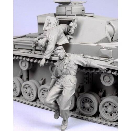 1:35 Scale Die-cast Resin World War II German Tank Soldiers 2 Character Scenes Need To Be Assembled And Colored By Themselves