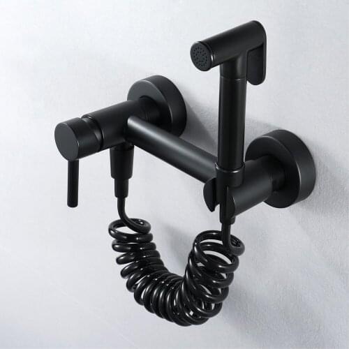Matte Black Bidet Shower Faucet Solid Brass Bidet Faucet Muslim Ducha Higienica Mixer Tap Toilet Faucets Hot And Cold