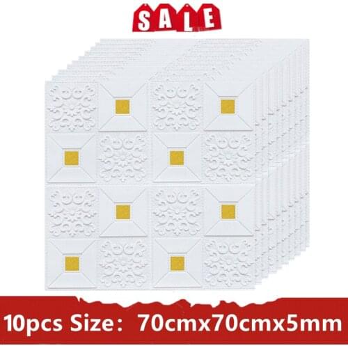 10Pcs 3D Wall Panels Waterproof Self-Adhesive Panels Soft Wallpaper 3D Self-Adhesive Wallpaper Home Decoration