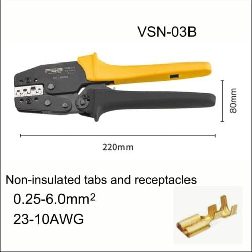 Mini crimping tools hand pliers VSN-03B Length 220mm Non-Insulated terminal 23-10AWG 0.25-6.0mm2 ratchet crimping plier VSN-03B
