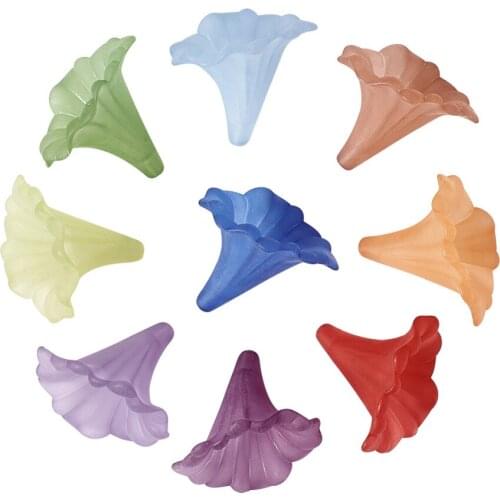 Approx 135pcs/500g 41x35mm Mixed Color Transparent Dyed Frosted Calla Lily Floret Bead Acrylic Flower Beads with 3mm Hole