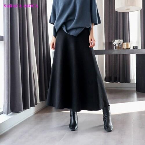 Autumn Fashion Thickening Long Pleated Skirt Womens Ankle-length Elastic Waist Winter Skirts For Girls