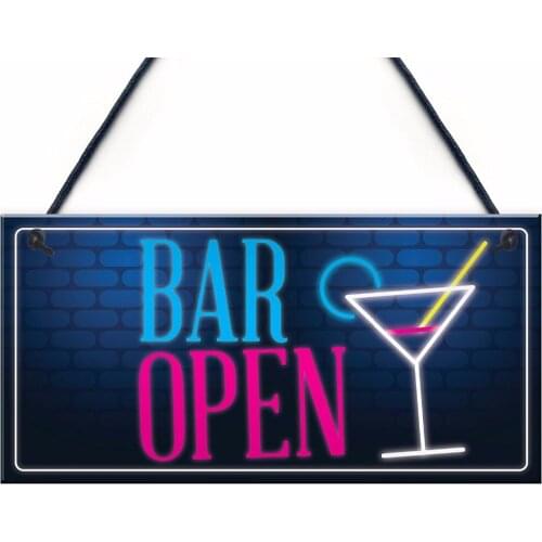 Meijiafei Bar Open Sign NEON EFFECT Home Bar Man Cave Pub Club Window Plaque Display 10" x 5"