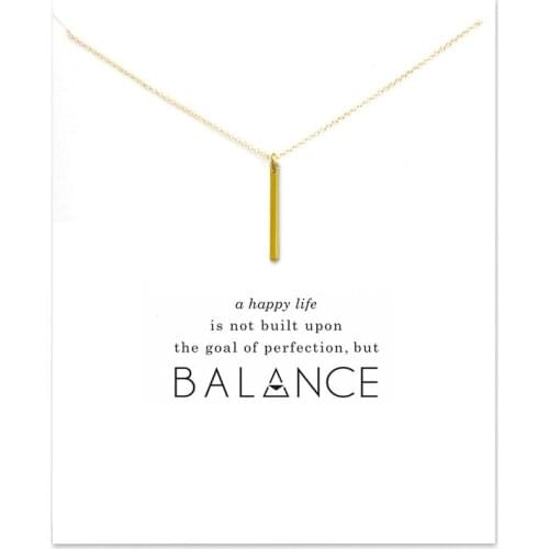 Minimalist Vertical Bar Balance Pendant Necklace Make a Wish Card Necklace For Women Engagement Gift
