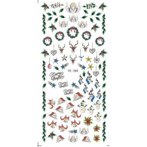 WATER TRANSFER DECAL NAIL ART NAIL STICKER FLOWER XMAS CHRISTMAS EYES YE190-192