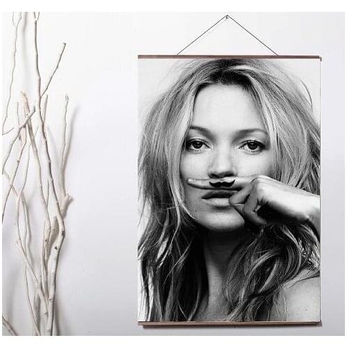 Kate Moss Art Canvas print poster decoration painting with solid wood hanging scroll