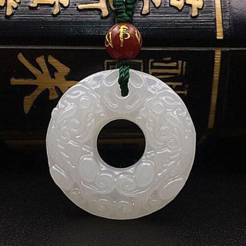 Genuine Natural White Jade Donut Pendant For Women Men Fine Jewelry Pi Xiu Jades Stone Pendants Chinese Accessories Jewellery