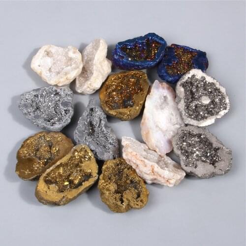 1PC Irregular Plating Natural Crystal Quartz Druzy Geode Charm Pendant For Jewelry Making Necklace Accessories Diy Wholesale