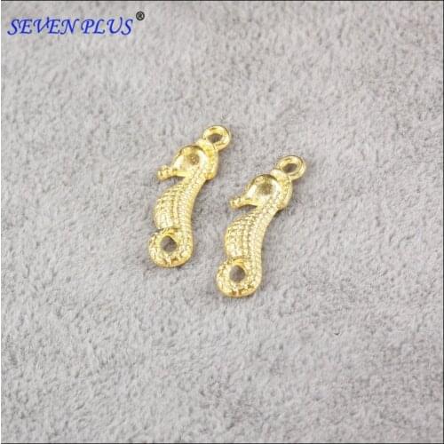 High Quality 10 Pieces/Lot 23mm*8mm Gold Color Animals Seahorse Charms