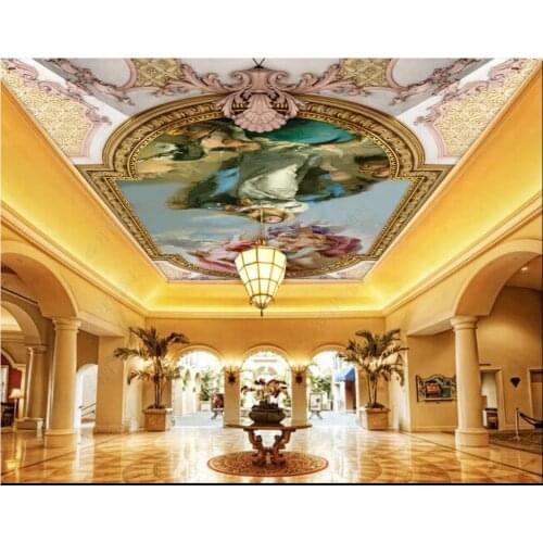 Custom zenith mural 3d ceiling murals wallpaper for walls 3 d HD European character zenith murals for living room decoration