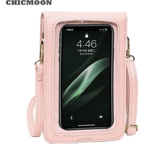 Transparent Touch Screen Retro Simple Cellphone Bag 2021 Women PU Messenger Bags Small Flap Bag Mini Hollowed Hasp Shoulder Bag