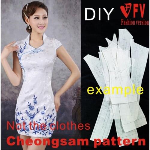 Clothing pattern womens clothing small cover mid-long sleeve cheongsam cutting design drawings 1:1 physical pattern BQP-3