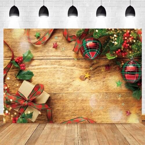 Yeele Christmas Background Green Leaf Colored Balls Present Plank Backdrop Baby Photographic Photography Photo Studio Photophone