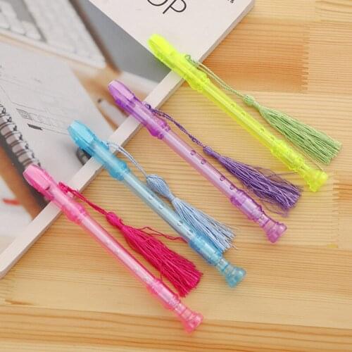 36PCS Creative Hanging Spike Transparent Rod Flute Flute Gel Pens 0.38mm Black Student Water Pen Office Accessories Stationery