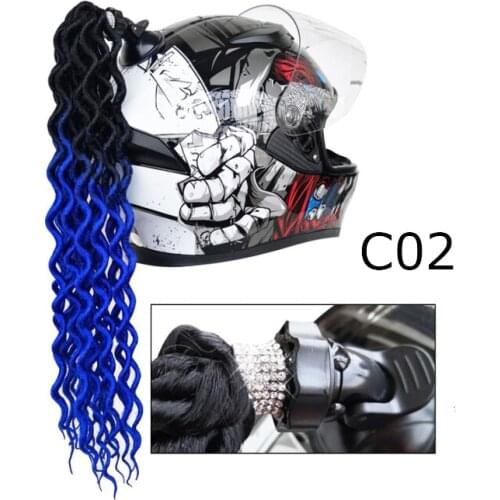 Car Helmet Decorations Hair Ponytail Curly Braid Motocross Full Face Off Road Helmet Diamond Sucker Paste Styling Car Accessorie
