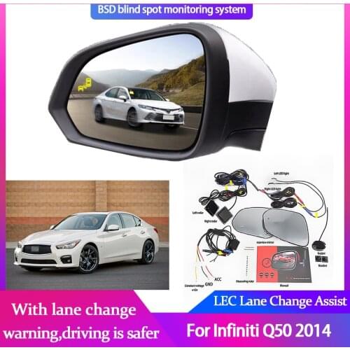 For Infiniti Q50 2014 BSA BSM BSD Blind Spot Monitoring System 24GHZ Millimeter Waves Radar Sensor Mirror LED Light Warning