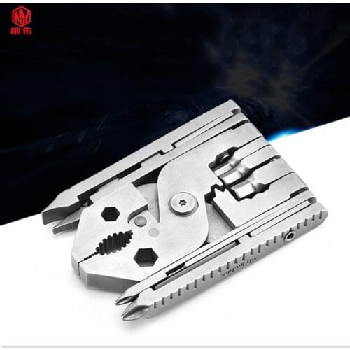 1PCS 25 In 1 Stainless Steel Folding Multi-Purpose Pliers Portable Screwdriver Outdoor EDC Combo Card Portable Short Ruler