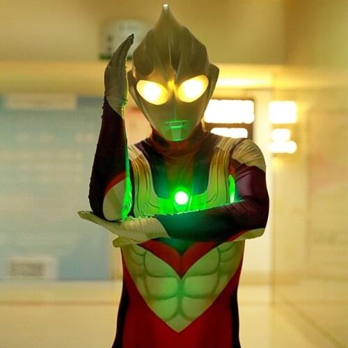 Ultraman Tiga Glow Face Mask For Halloween Easter Ultraman Cosplay Costume Superheroes Patry Latex Adult/Kids