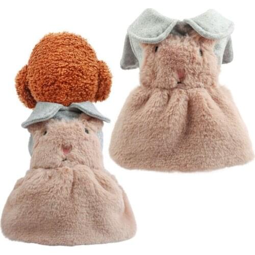 Pet Warm Dress Puppy Fashion Casual Clothes Bulldog Yorkie Outdoor Thick Coat Soft Winter Costume For Small Dogs