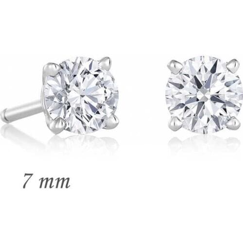 Tevuli 925 Sterling Silver Round Solitaire Zircon Earrings-7mm