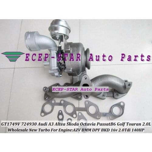 GT1749V 724930 724930-5009S 724930-0002 Turbo Turbocharger For AUDI A3 Skoda Octavia VW Passat B6 Golf Touran AZV BMM BKD 2.0L