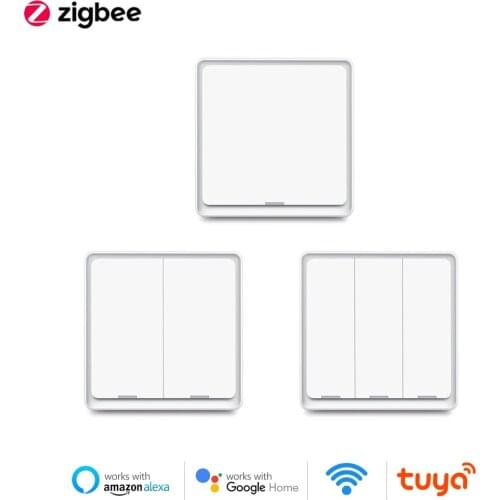 Tuya Zigbee Smart Switch, No Neutral Wire EU 220V Wireless Button Light Switches Support Zigbee2mqtt Alexa Google Home