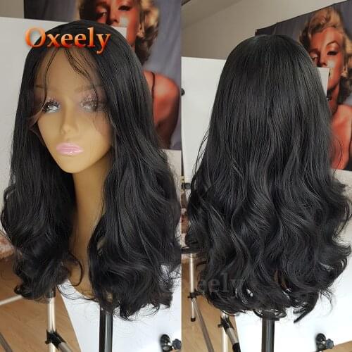 Body Wave Black Color Synthetic Lace Front Wigs Natural Hair Line for Beauty Women