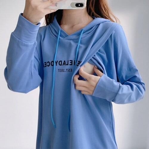 Womens Clothing Pregnancy Fashion Maternity Nursing Sweater With Hooded Letters Print Autumn Clothes For Nursing Mothers