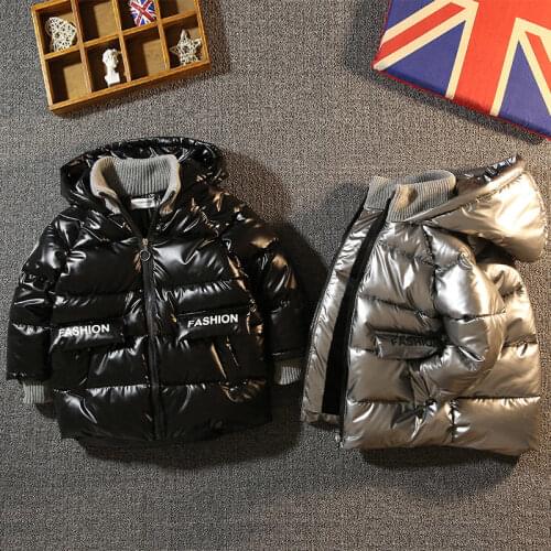 Boys Cotton-padded Jacket Winter Fashion Kids Hooded Warm Outerwear Coat For Childrens 2-10 Years Overcoat LC182